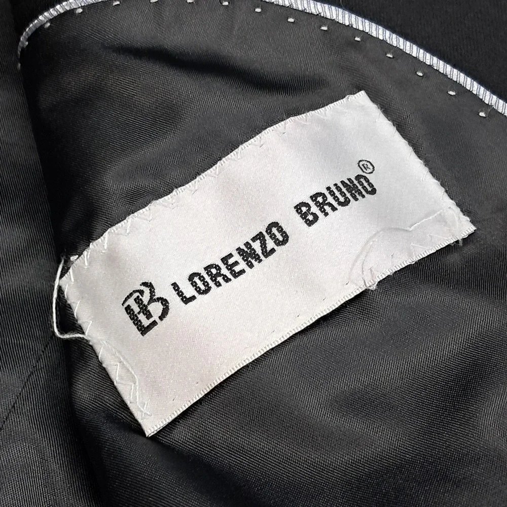 Lorenzo Bruno Mens Black Two Piece Suit Blazer Trousers 44R XL